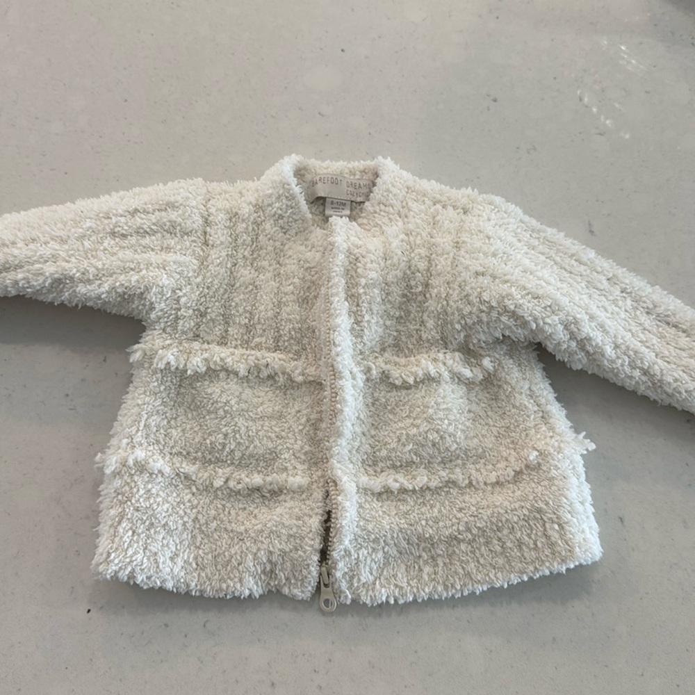 Barely Used 6-12 month girl Barefoot Dream Ivory cozy sweater